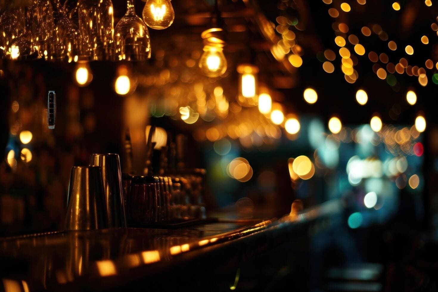 Ciepło oświetlony bar Urban Strategy Room